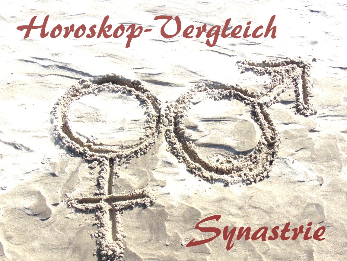 Symbole von Venus und Mars in Sand geritzt