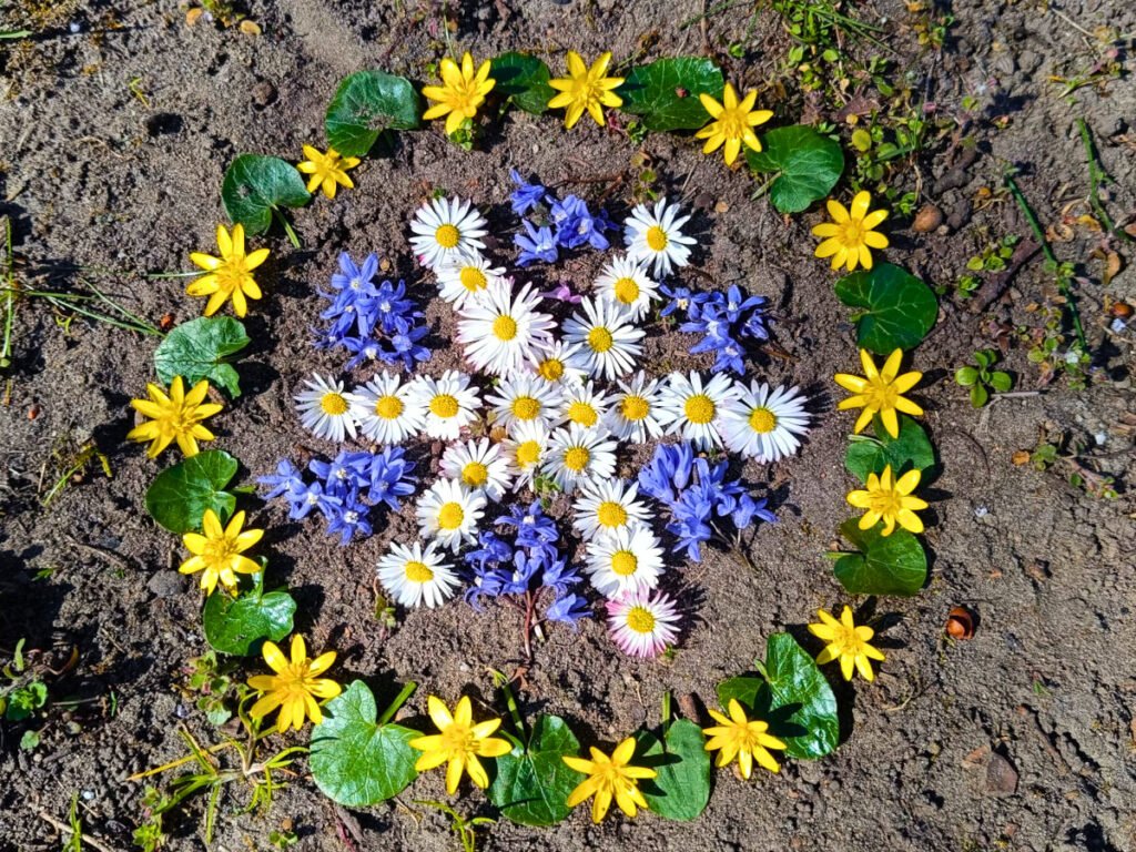 01_Widder_Neumond Ein Mandala aus Blüten und Blättern